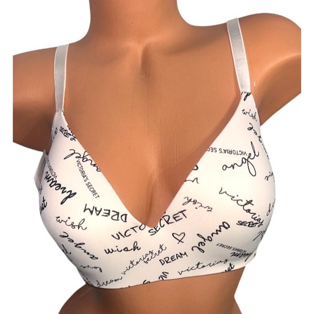 Victorias Secret Sport Bra 38D Script Print VSX NEW
